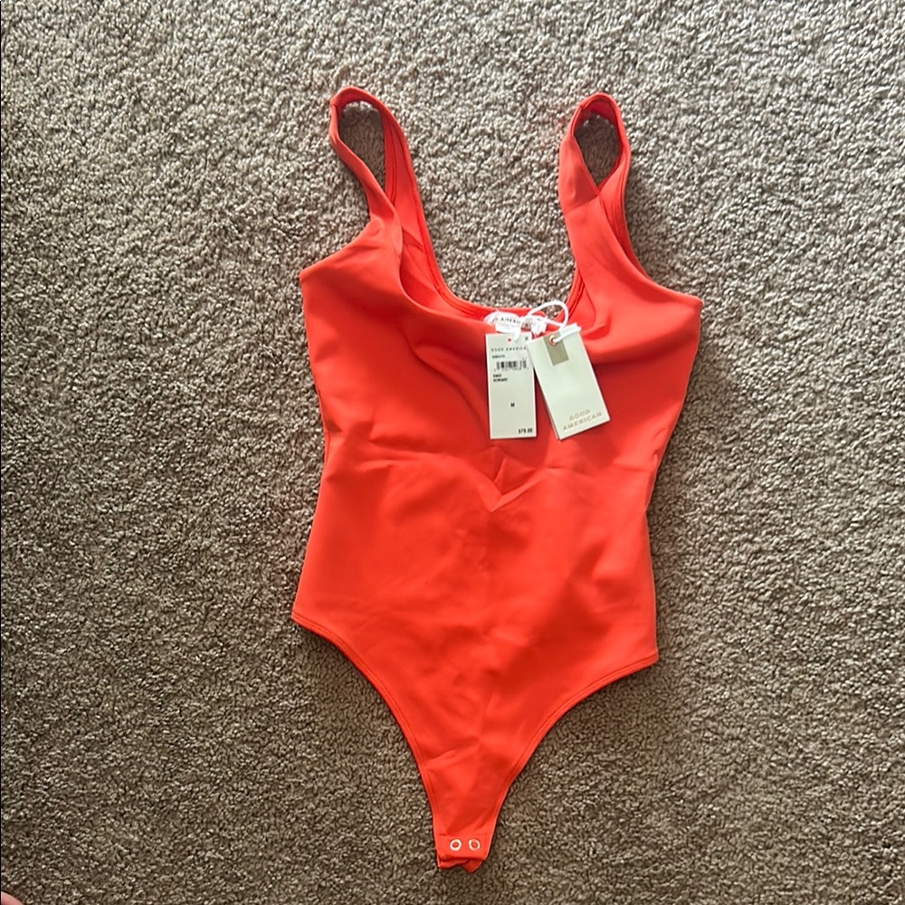 Good American Vibrant Orange Bodysuit NWT Medium
